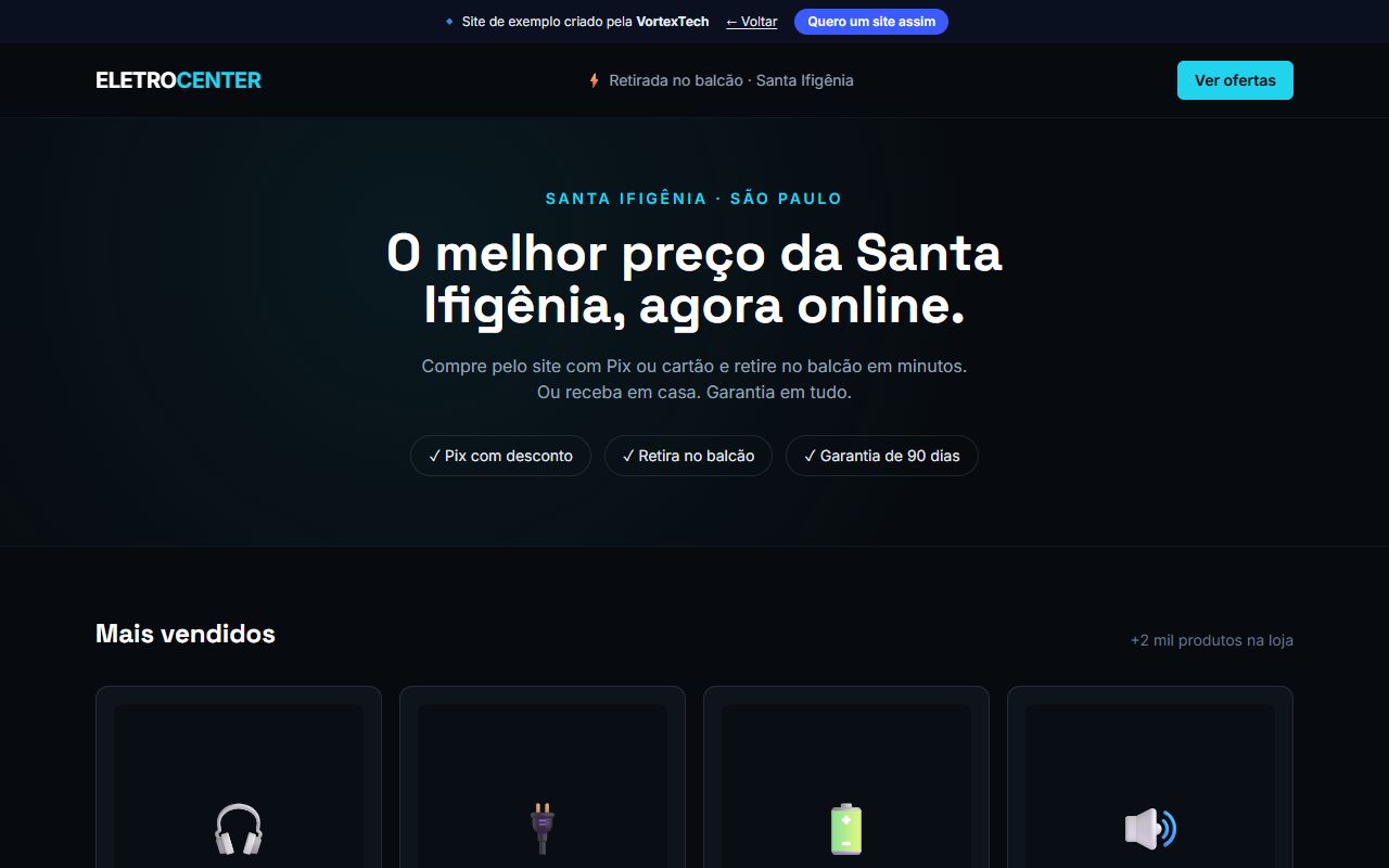 Exemplo de site para loja de celular e assistência