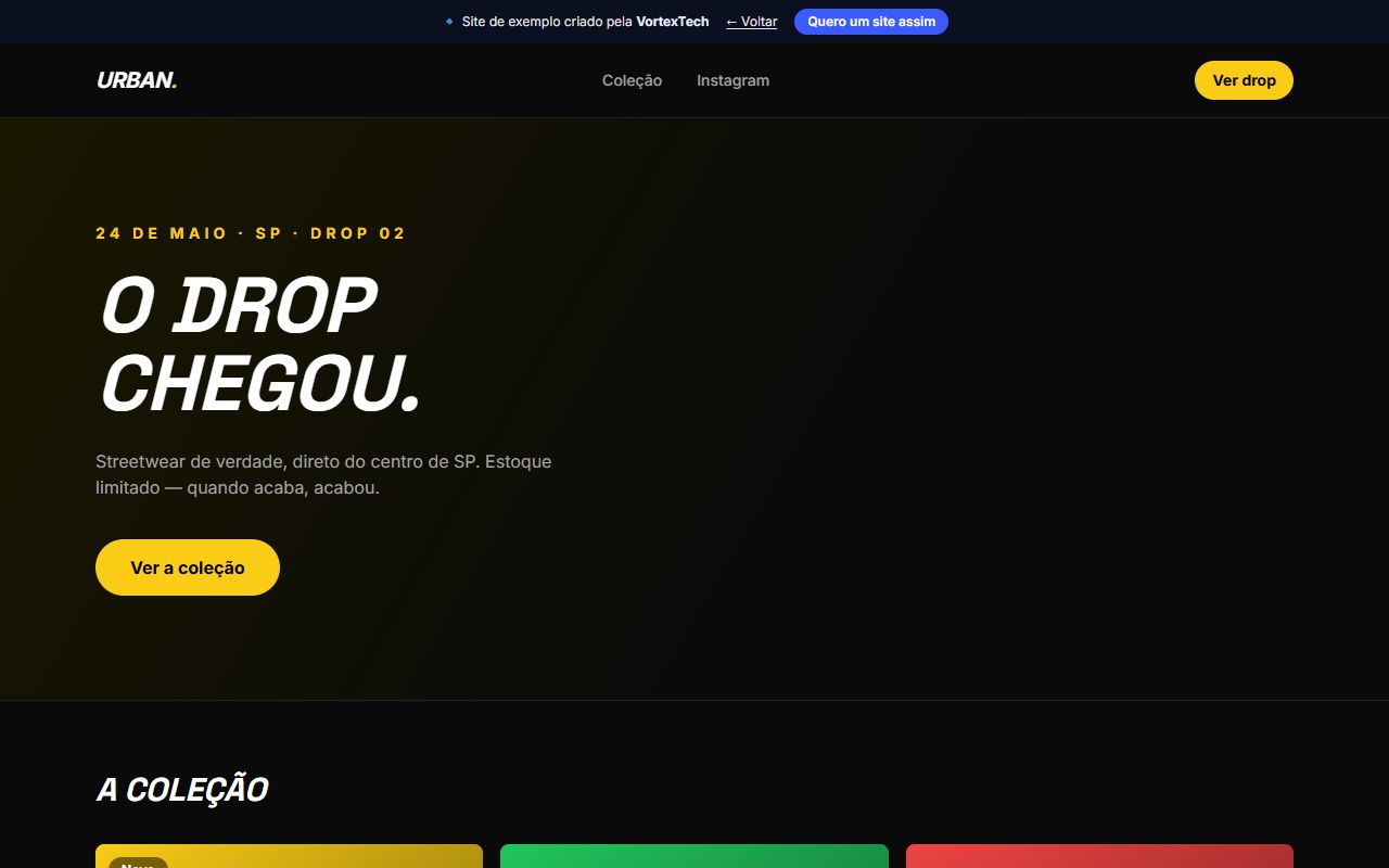 Exemplo de site para loja de roupa
