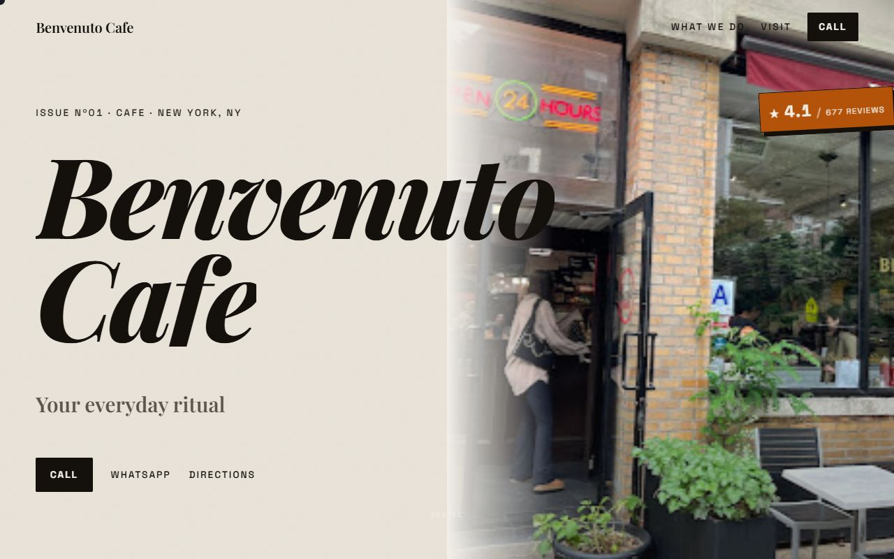 Prévia do site Benvenuto Cafe