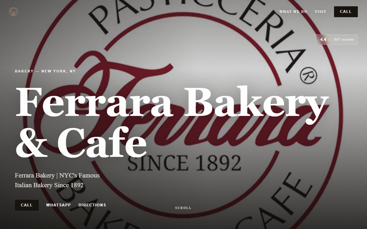 Prévia do site Ferrara Bakery & Cafe